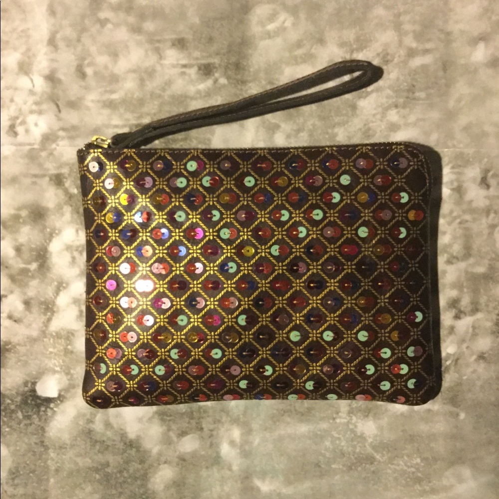 Patricia Nash Cassini sequin and leather wristlet